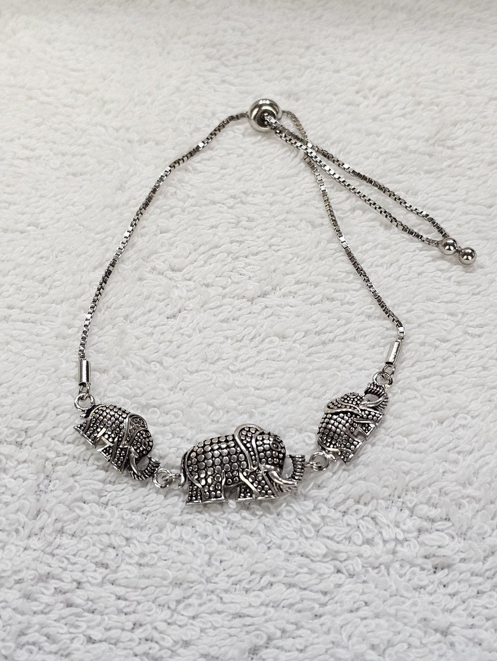 ATI 925 Silver Elephant Bracelet Adjustable 5.5" to 9"